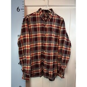Redhead Western Flannel Red Plaid Mens Button Down Shirt Large